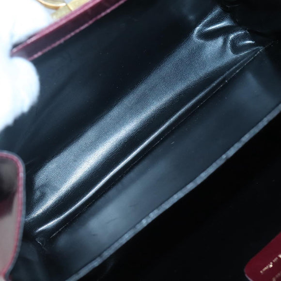 Salvatore Ferragamo Hand Bag Leather 2way Bordeaux Gold Auth hk2490