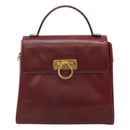 Salvatore Ferragamo Hand Bag Leather 2way Bordeaux Gold Auth hk2490-13