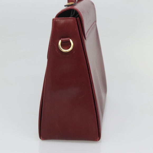 Salvatore Ferragamo Hand Bag Leather 2way Bordeaux Gold Auth hk2490
