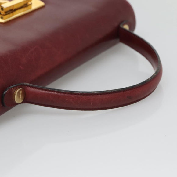 Salvatore Ferragamo Hand Bag Leather 2way Bordeaux Gold Auth hk2490