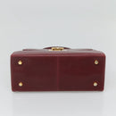 Salvatore Ferragamo Hand Bag Leather 2way Bordeaux Gold Auth hk2490-5