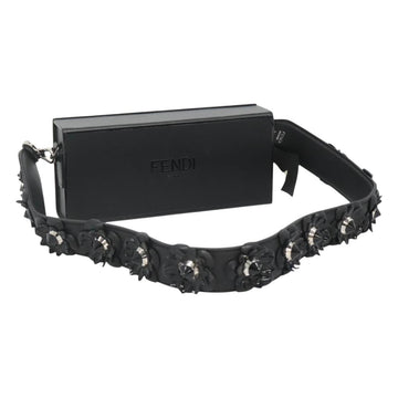 FENDI Box Shoulder Bag Leather Black Silver Auth hk2491