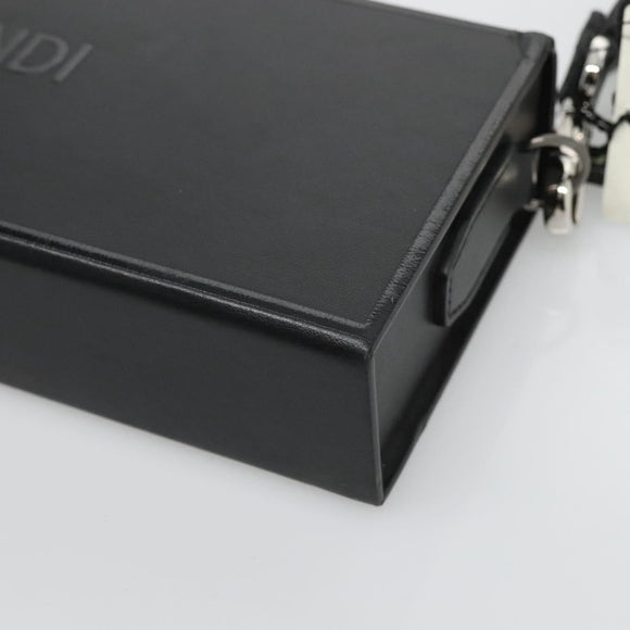 FENDI Box Shoulder Bag Leather Black Silver Auth hk2491