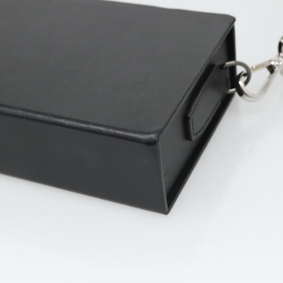 FENDI Box Shoulder Bag Leather Black Silver Auth hk2491