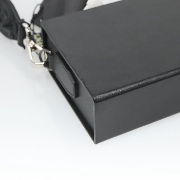 FENDI Box Shoulder Bag Leather Black Silver Auth hk2491