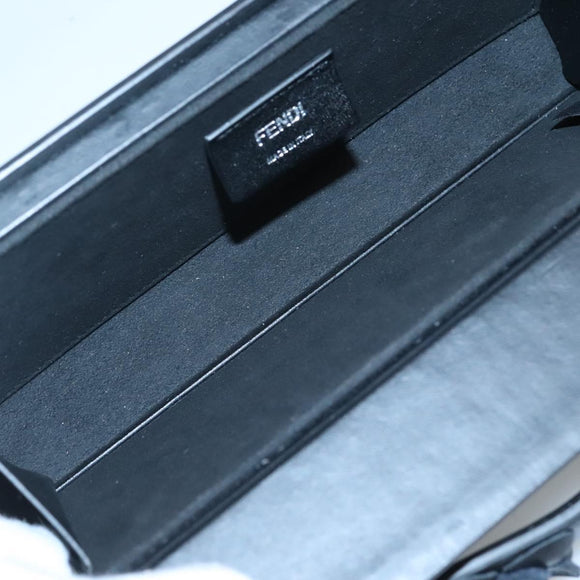 FENDI Box Shoulder Bag Leather Black Silver Auth hk2491