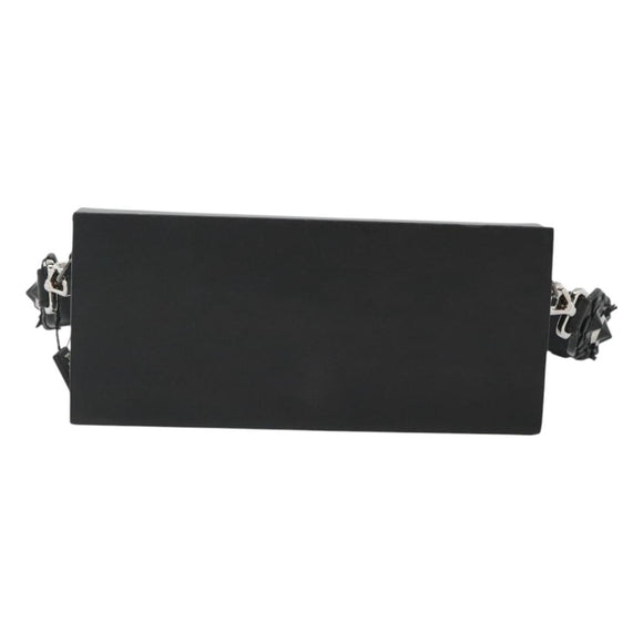 FENDI Box Shoulder Bag Leather Black Silver Auth hk2491