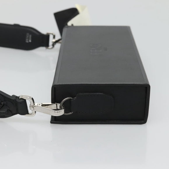 FENDI Box Shoulder Bag Leather Black Silver Auth hk2491