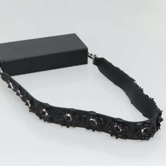 FENDI Box Shoulder Bag Leather Black Silver Auth hk2491