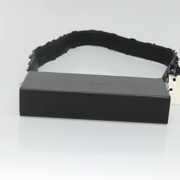 FENDI Box Shoulder Bag Leather Black Silver Auth hk2491