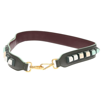 FENDI Strap You Shoulder Strap Leather Green Auth hk2492 - 0