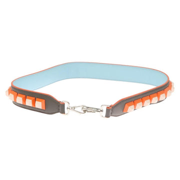 FENDI Strap You Shoulder Strap Leather Gray Auth hk2494 - 0