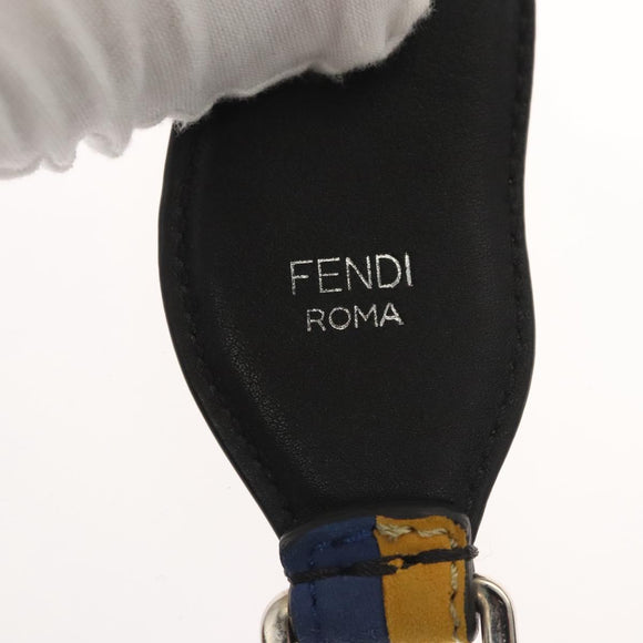 FENDI Strap You Shoulder Strap Leather Black Yellow Auth hk2496