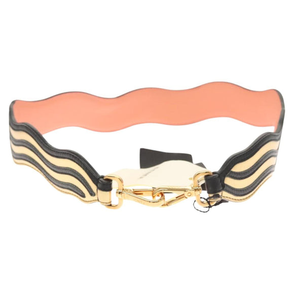 FENDI Strap You Shoulder Strap Leather Gold Auth hk2498