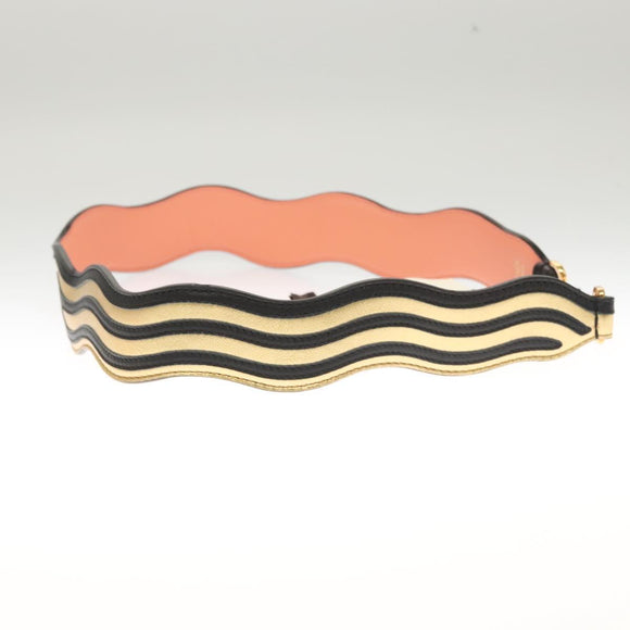 FENDI Strap You Shoulder Strap Leather Gold Auth hk2498