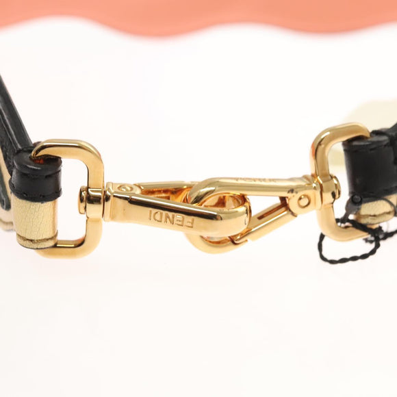FENDI Strap You Shoulder Strap Leather Gold Auth hk2498