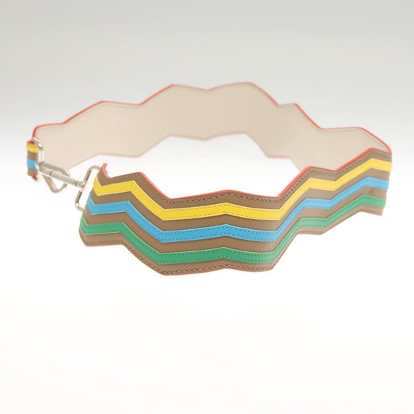 FENDI Strap You Shoulder Strap Leather Beige Auth hk2499