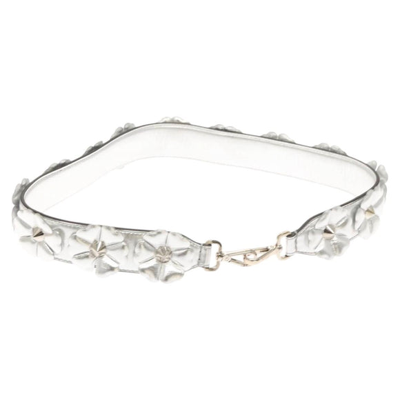 FENDI Strap You Shoulder Strap Leather Silver Auth hk2500