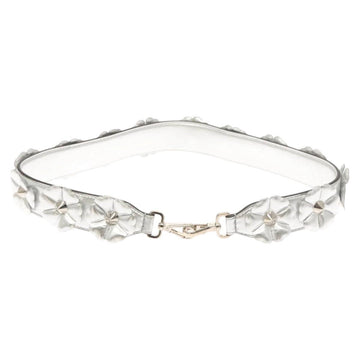 FENDI Strap You Shoulder Strap Leather Silver Auth hk2500 - 0