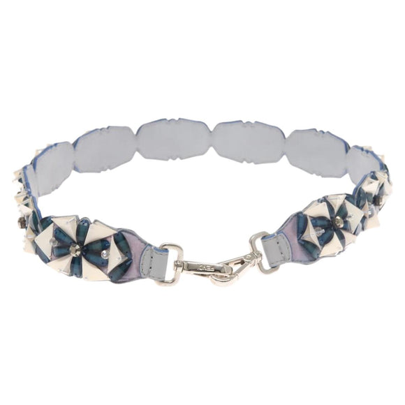 FENDI Strap You Shoulder Strap Leather Blue Auth hk2501