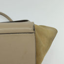 CELINE Trapeze Hand Bag Leather 2way Beige Silver Auth hk2502-14