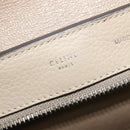 CELINE Trapeze Hand Bag Leather 2way Beige Silver Auth hk2502-19