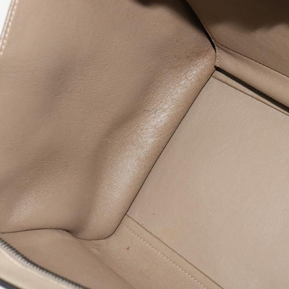 CELINE Trapeze Hand Bag Leather 2way Beige Silver Auth hk2502