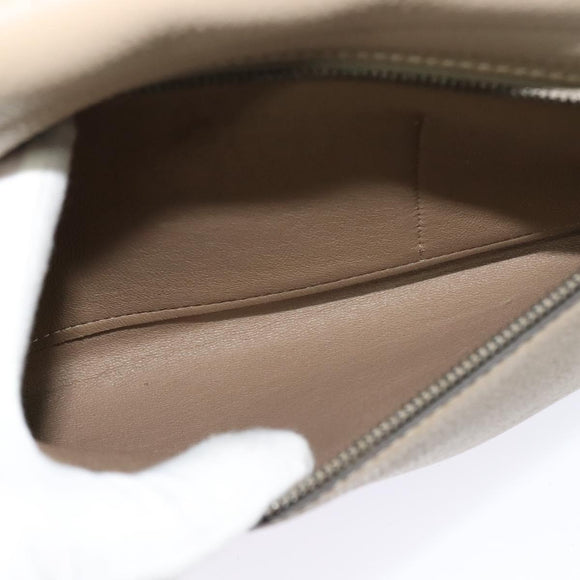 CELINE Trapeze Hand Bag Leather 2way Beige Silver Auth hk2502