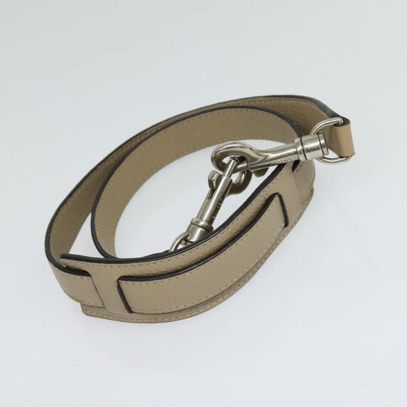 CELINE Trapeze Hand Bag Leather 2way Beige Silver Auth hk2502