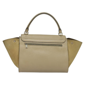 CELINE Trapeze Hand Bag Leather 2way Beige Silver Auth hk2502 - 0