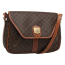 CELINE Macadam Canvas Shoulder Bag PVC Leather Brown Gold Auth hk2506-1