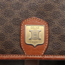 CELINE Macadam Canvas Shoulder Bag PVC Leather Brown Gold Auth hk2506-17