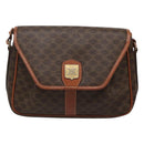 CELINE Macadam Canvas Shoulder Bag PVC Leather Brown Gold Auth hk2506-13