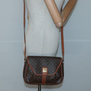 CELINE Macadam Canvas Shoulder Bag PVC Leather Brown Gold Auth hk2506-22