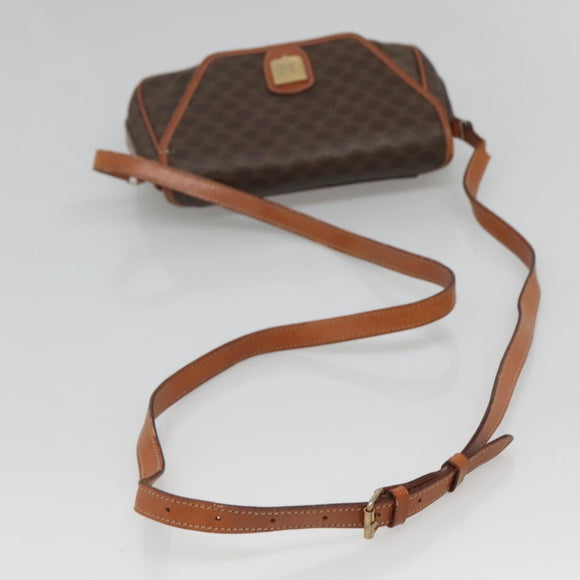 CELINE Macadam Canvas Shoulder Bag PVC Leather Brown Gold Auth hk2506