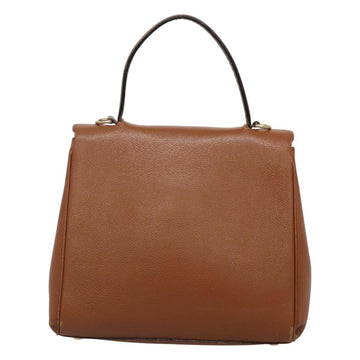 CELINE Hand Bag Leather 2way Brown Gold Auth hk2507 - 0