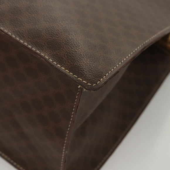 CELINE Macadam Canvas Hand Bag PVC Leather Brown Gold Auth hk2512