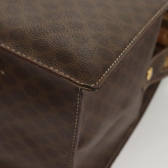 CELINE Macadam Canvas Hand Bag PVC Leather Brown Gold Auth hk2512