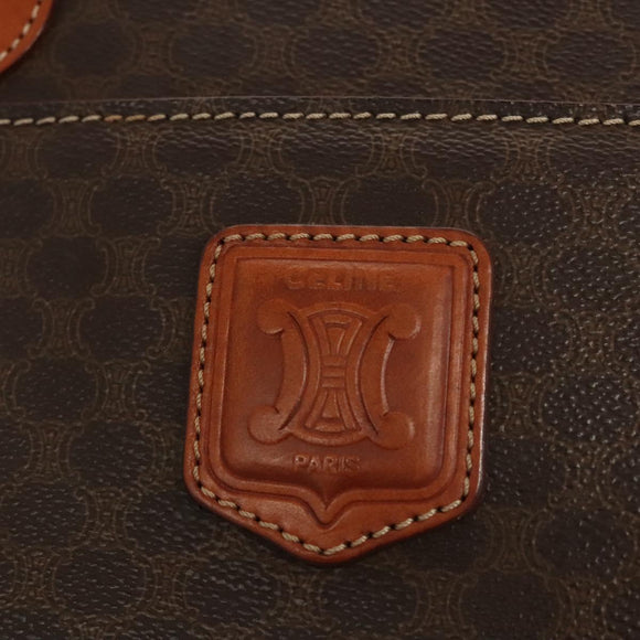 CELINE Macadam Canvas Hand Bag PVC Leather Brown Gold Auth hk2512