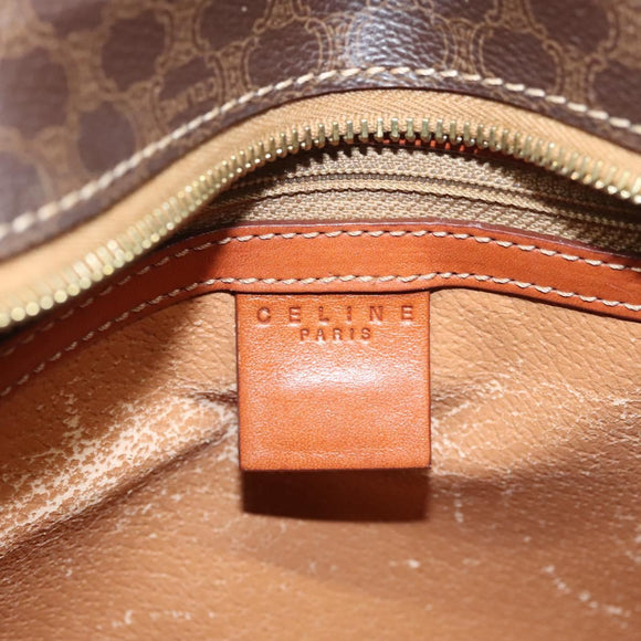 CELINE Macadam Canvas Hand Bag PVC Leather Brown Gold Auth hk2512
