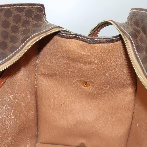 CELINE Macadam Canvas Hand Bag PVC Leather Brown Gold Auth hk2512
