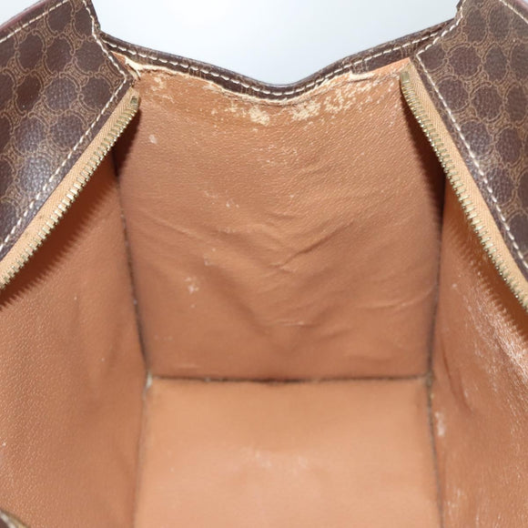 CELINE Macadam Canvas Hand Bag PVC Leather Brown Gold Auth hk2512