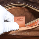 CELINE Macadam Canvas Hand Bag PVC Leather Brown Gold Auth hk2512-12