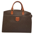 CELINE Macadam Canvas Hand Bag PVC Leather Brown Gold Auth hk2512-13