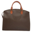 CELINE Macadam Canvas Hand Bag PVC Leather Brown Gold Auth hk2512-2