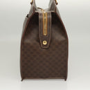 CELINE Macadam Canvas Hand Bag PVC Leather Brown Gold Auth hk2512-3