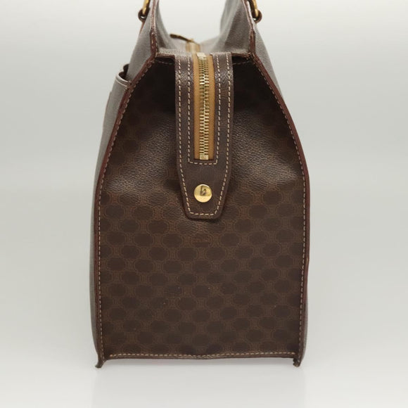 CELINE Macadam Canvas Hand Bag PVC Leather Brown Gold Auth hk2512