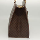 CELINE Macadam Canvas Hand Bag PVC Leather Brown Gold Auth hk2512-4
