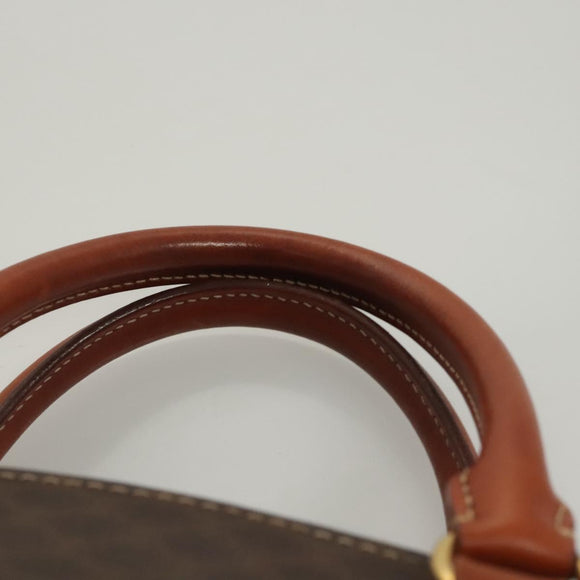 CELINE Macadam Canvas Hand Bag PVC Leather Brown Gold Auth hk2512