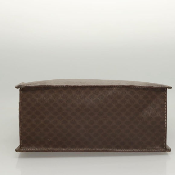 CELINE Macadam Canvas Hand Bag PVC Leather Brown Gold Auth hk2512